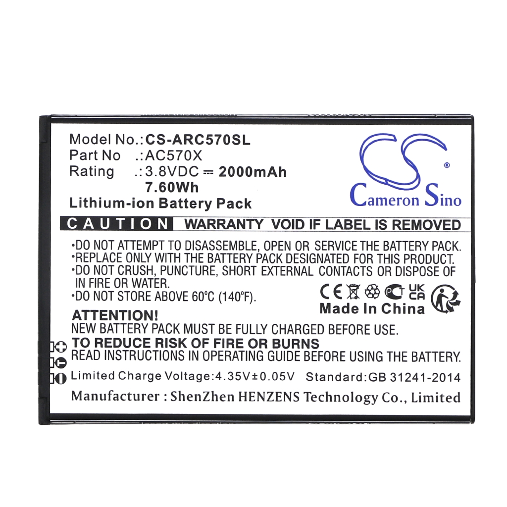 Batterij Vervangt AC570X