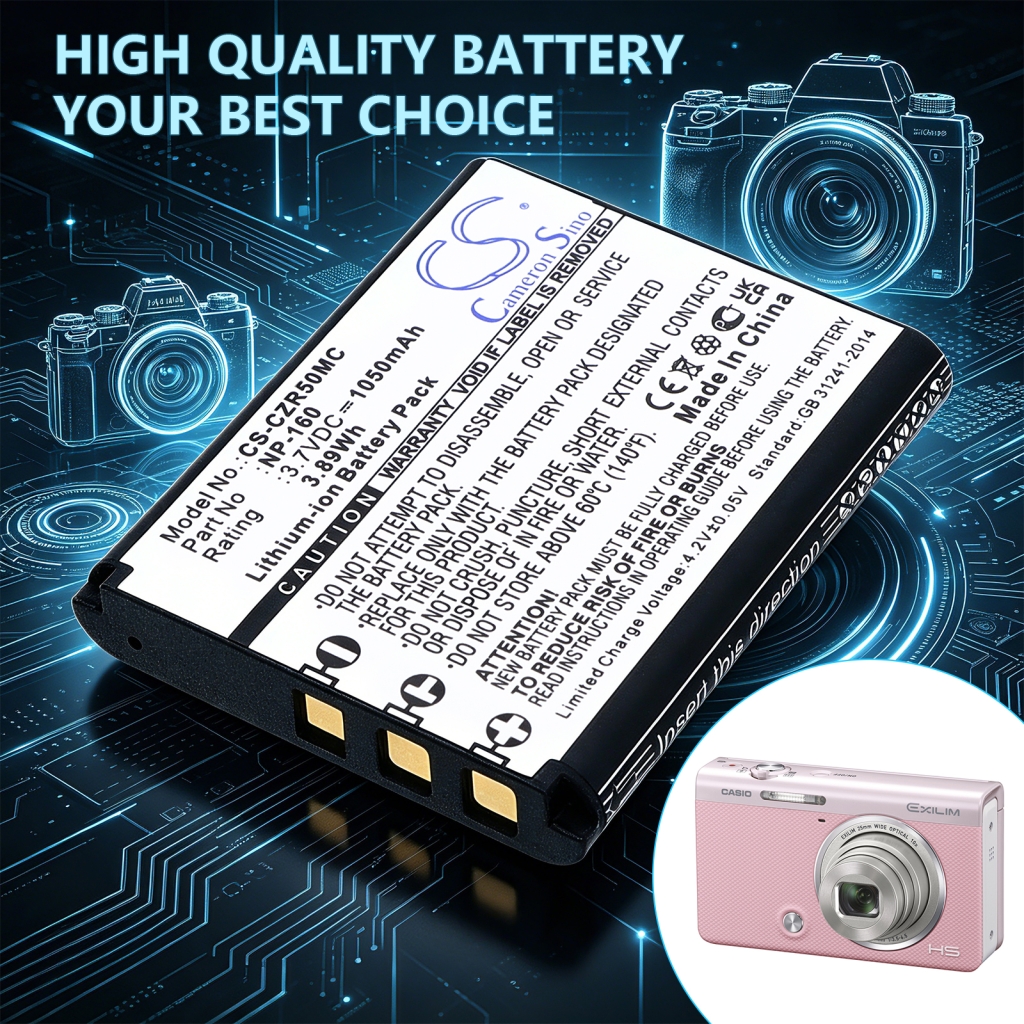 Batterijen compatibel met Casio Exilim EX-FC500 EX-ZR50 EX-ZR55 CS-CZR50MC