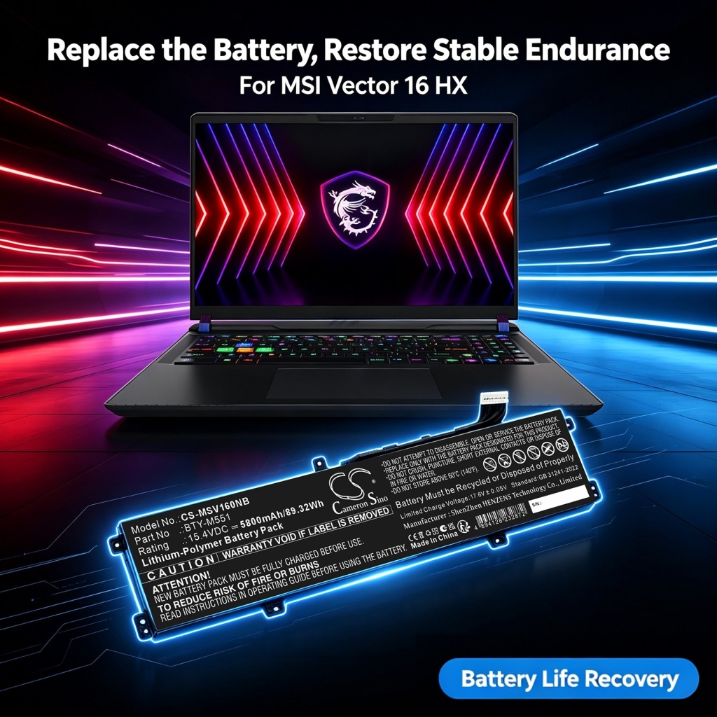 Batterijen compatibel met MSI Vector 16 16 HX 16 HX A13V CS-MSV160NB