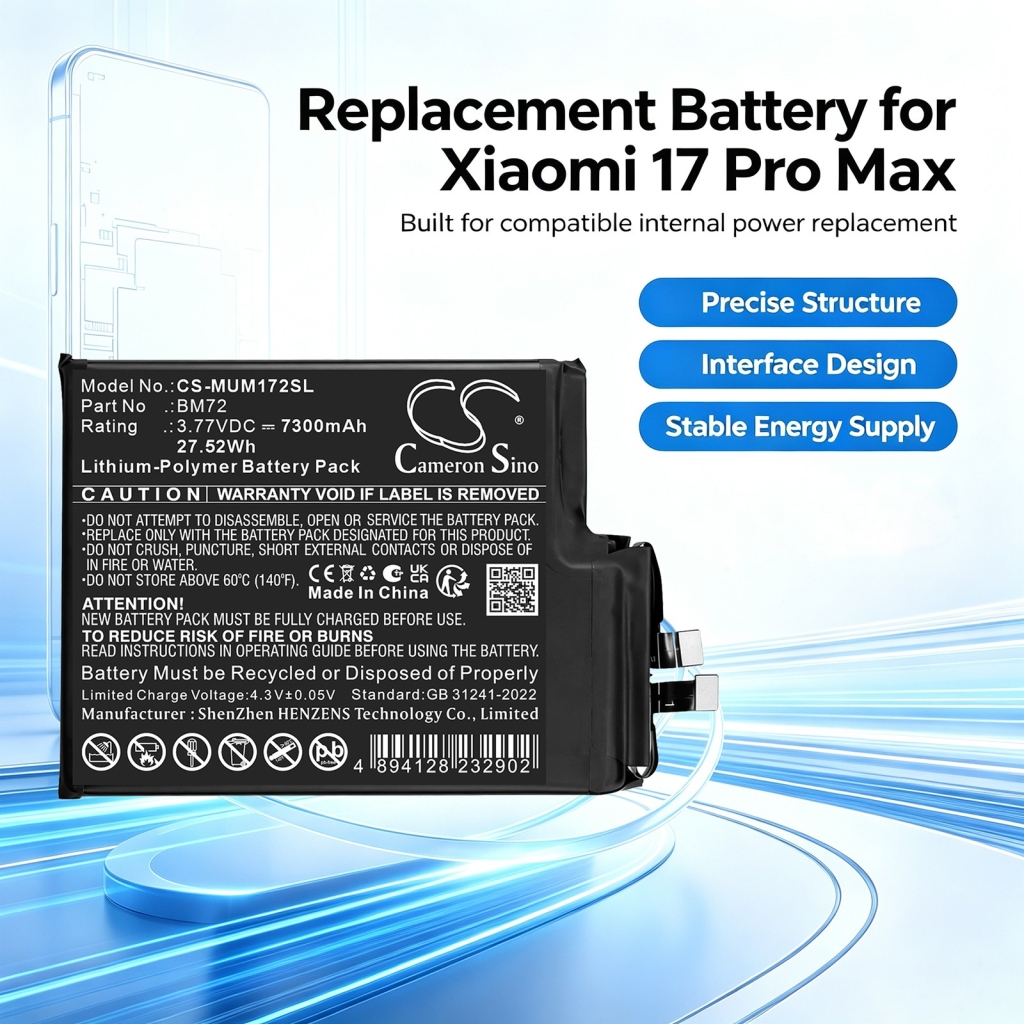 Batterijen compatibel met Xiaomi 2509FPN0BC 2509FPN0BC CS-MUM172SL