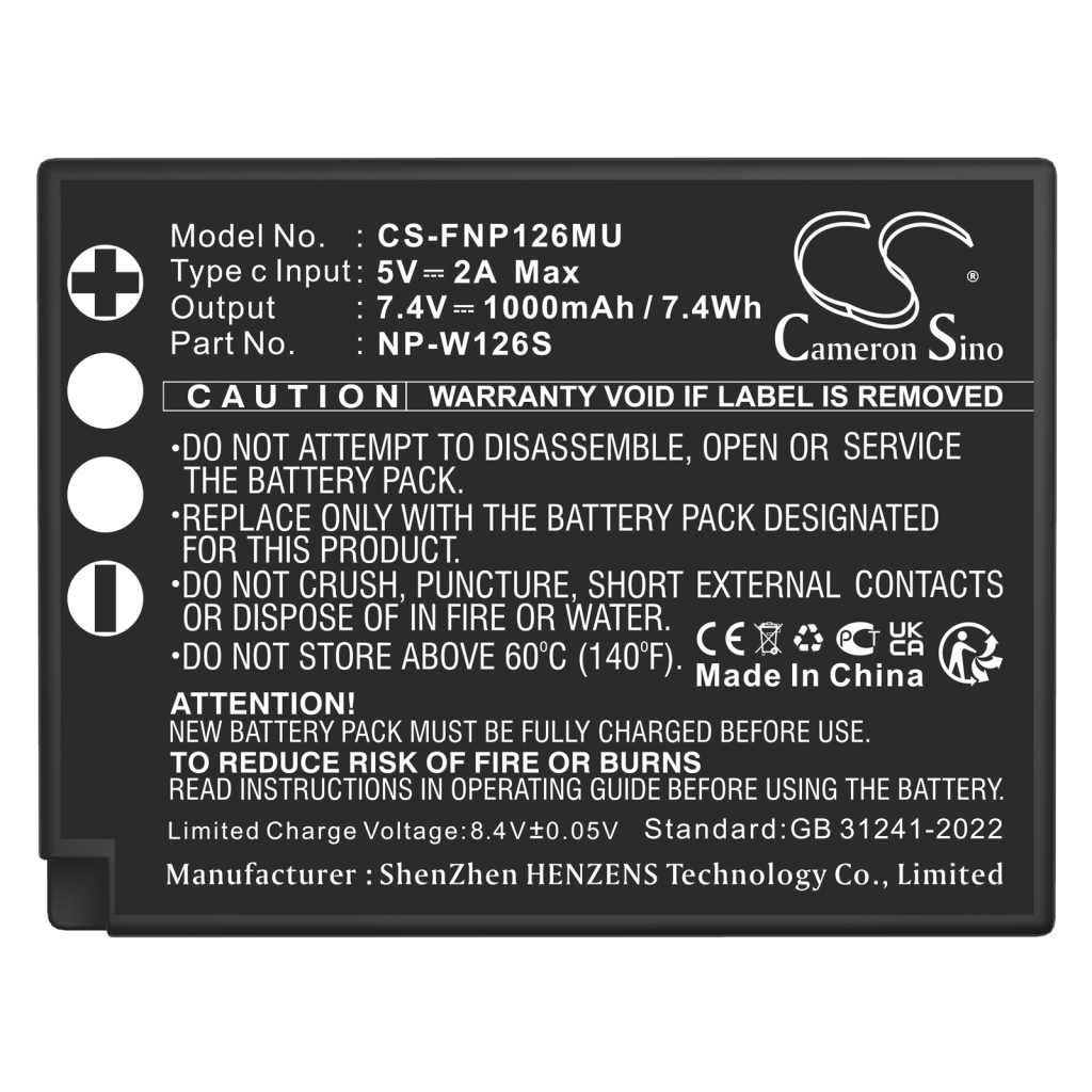 Battery Replaces NP-W126S