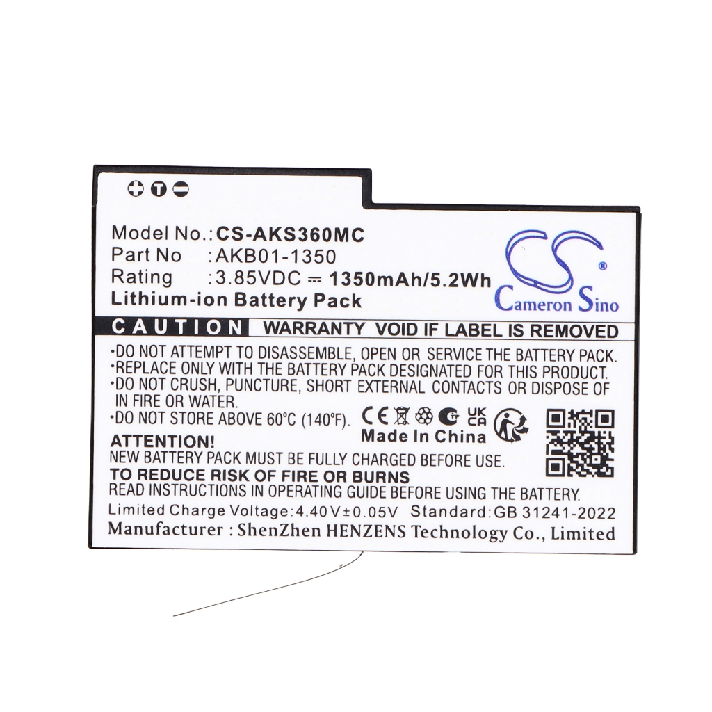Battery compatible with Akaso CS-AKS360MC
