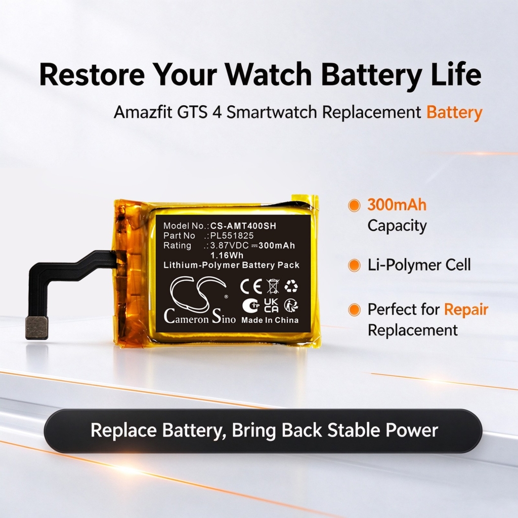 Batteries compatible with Amazfit A2168 A2168 CS-AMT400SH