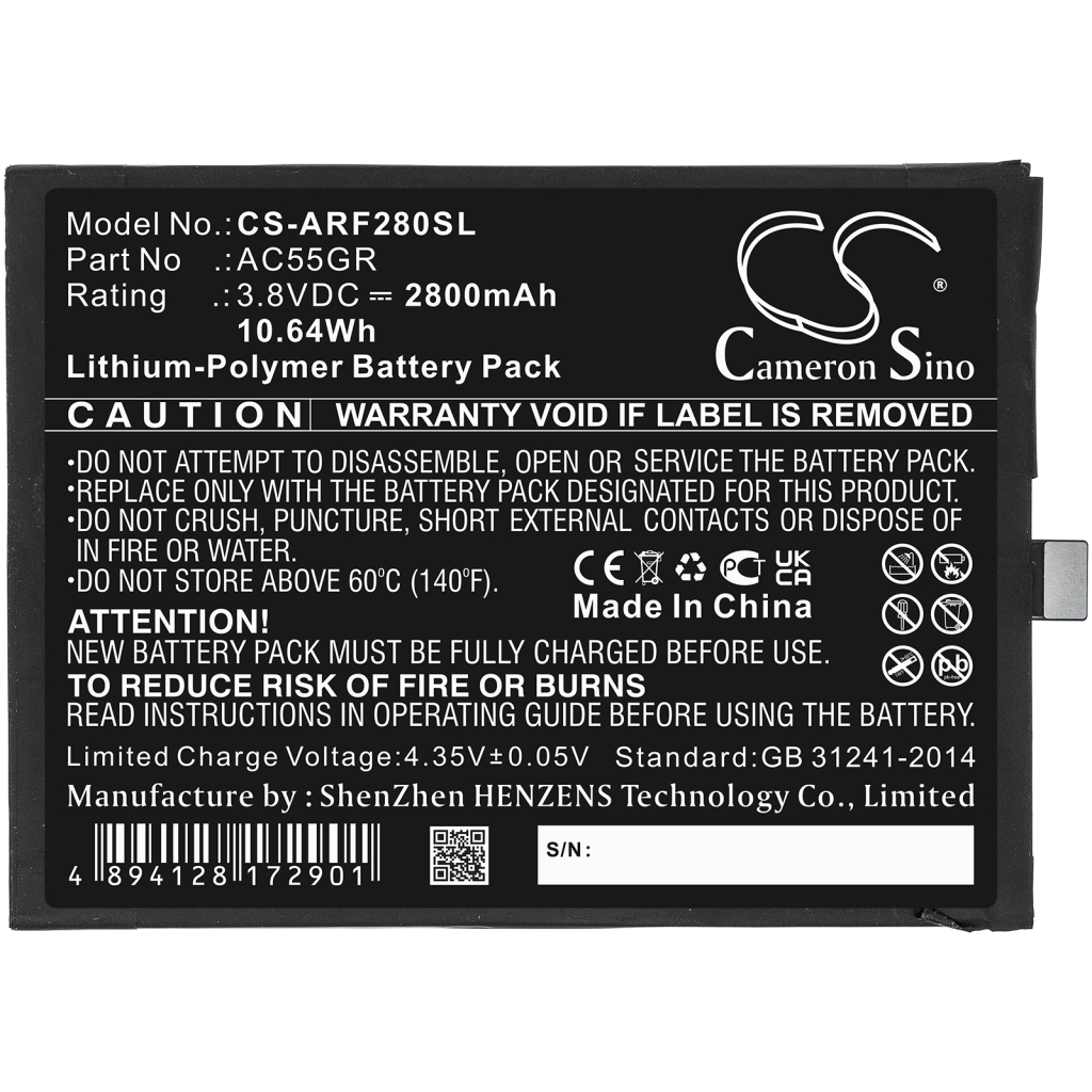 Compatibele batterijvervanging voor Archos AC55GR