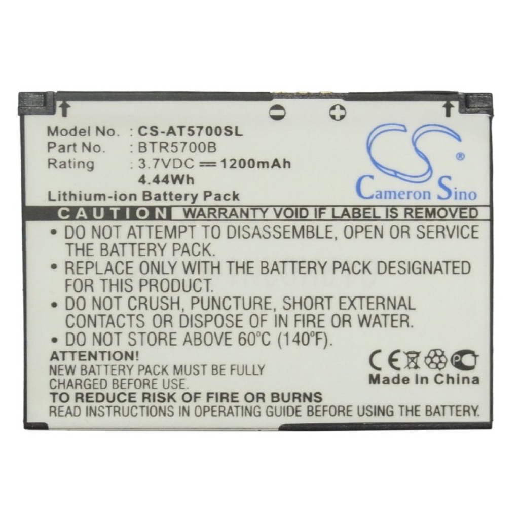 Compatibele batterijvervanging voor Audiovox BTR5700B