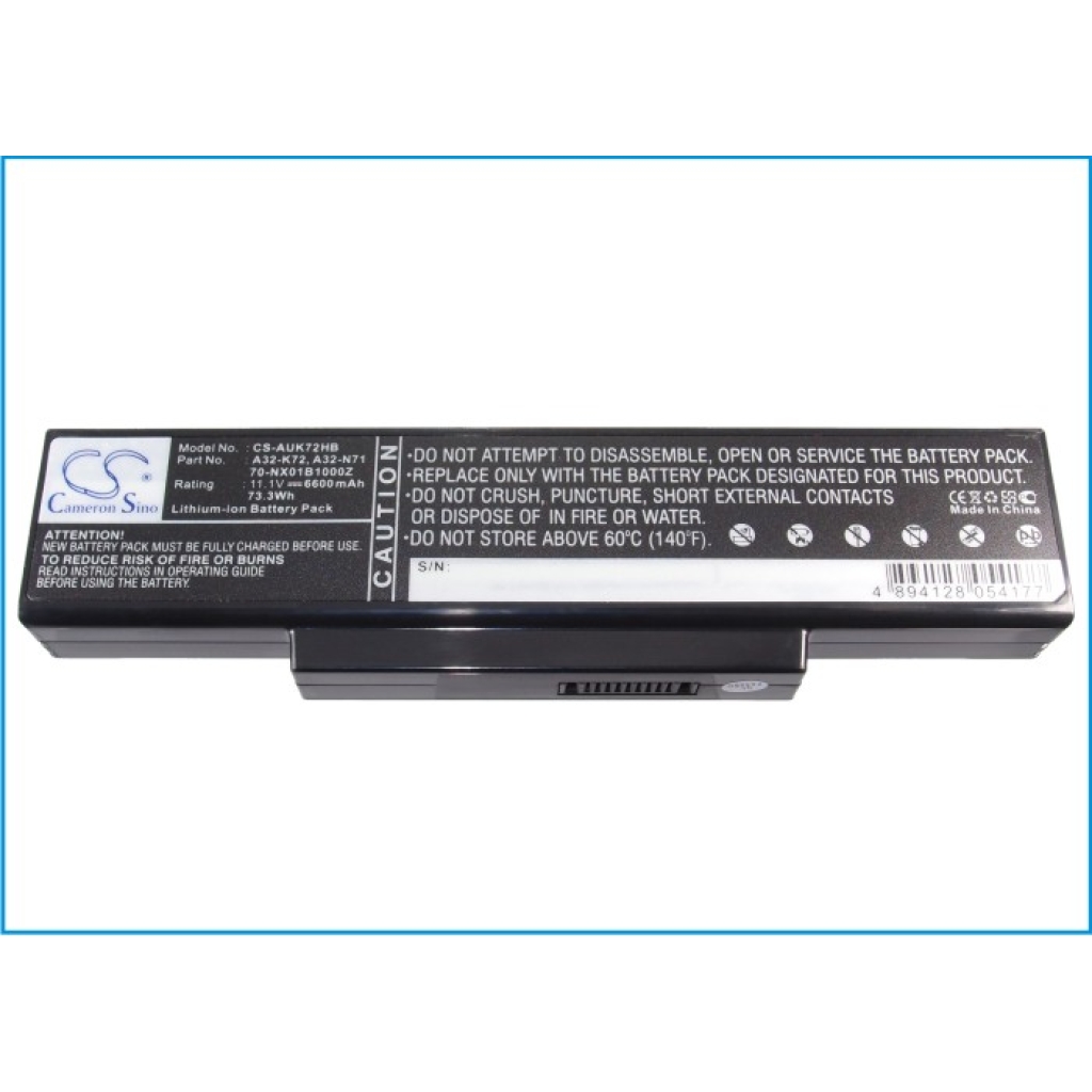 Notebook batterij Asus CS-AUK72HB