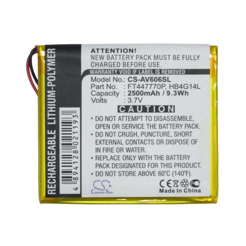 Batterij voor MP3, MP4, PMP Archos AV605 120GB