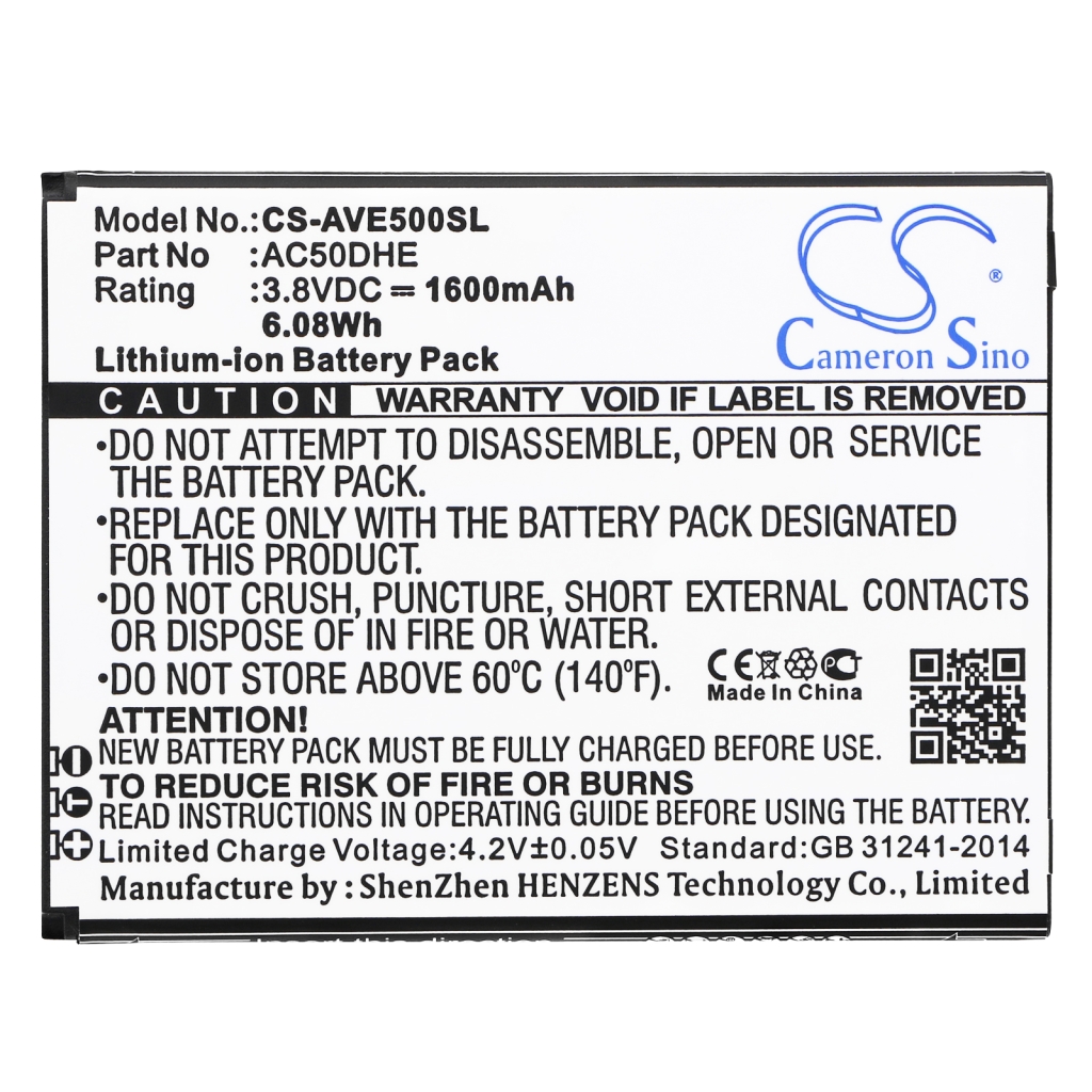 Compatibele batterijvervanging voor Archos AC50DHE