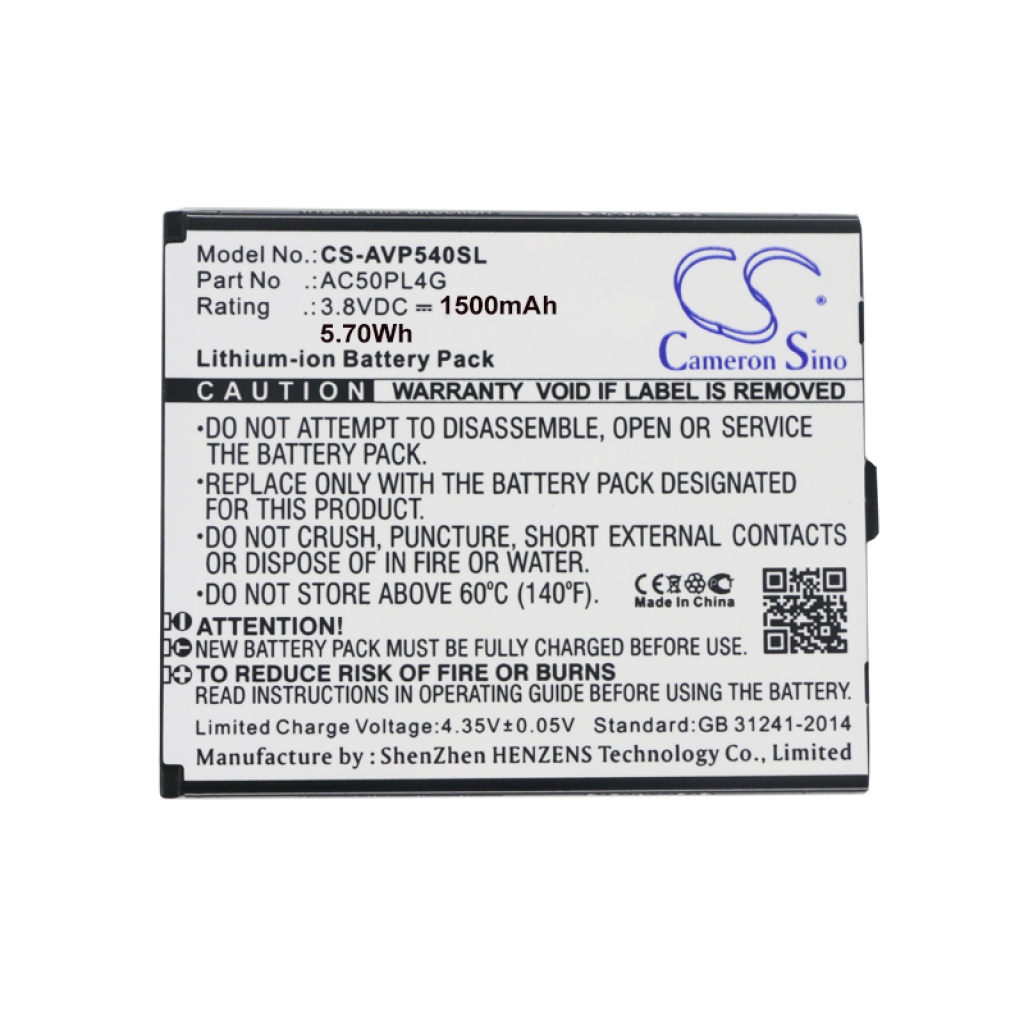 Batterij voor mobiele telefoon Intex CS-AVP540SL