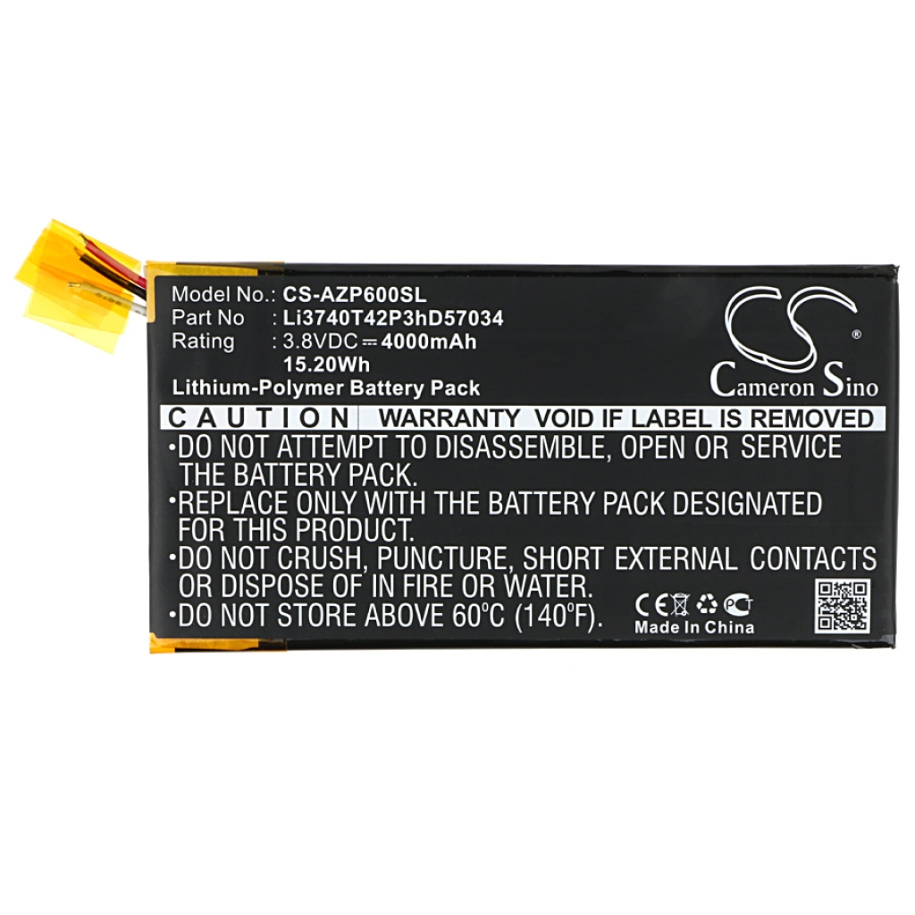 Compatibele batterijvervanging voor Amazing LI3740T42P3HD57034
