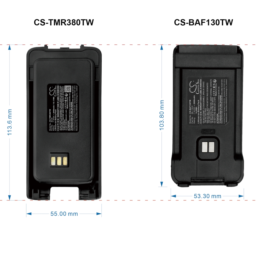 Batterij voor tweerichtingsradio Retevis CS-BAF130TW