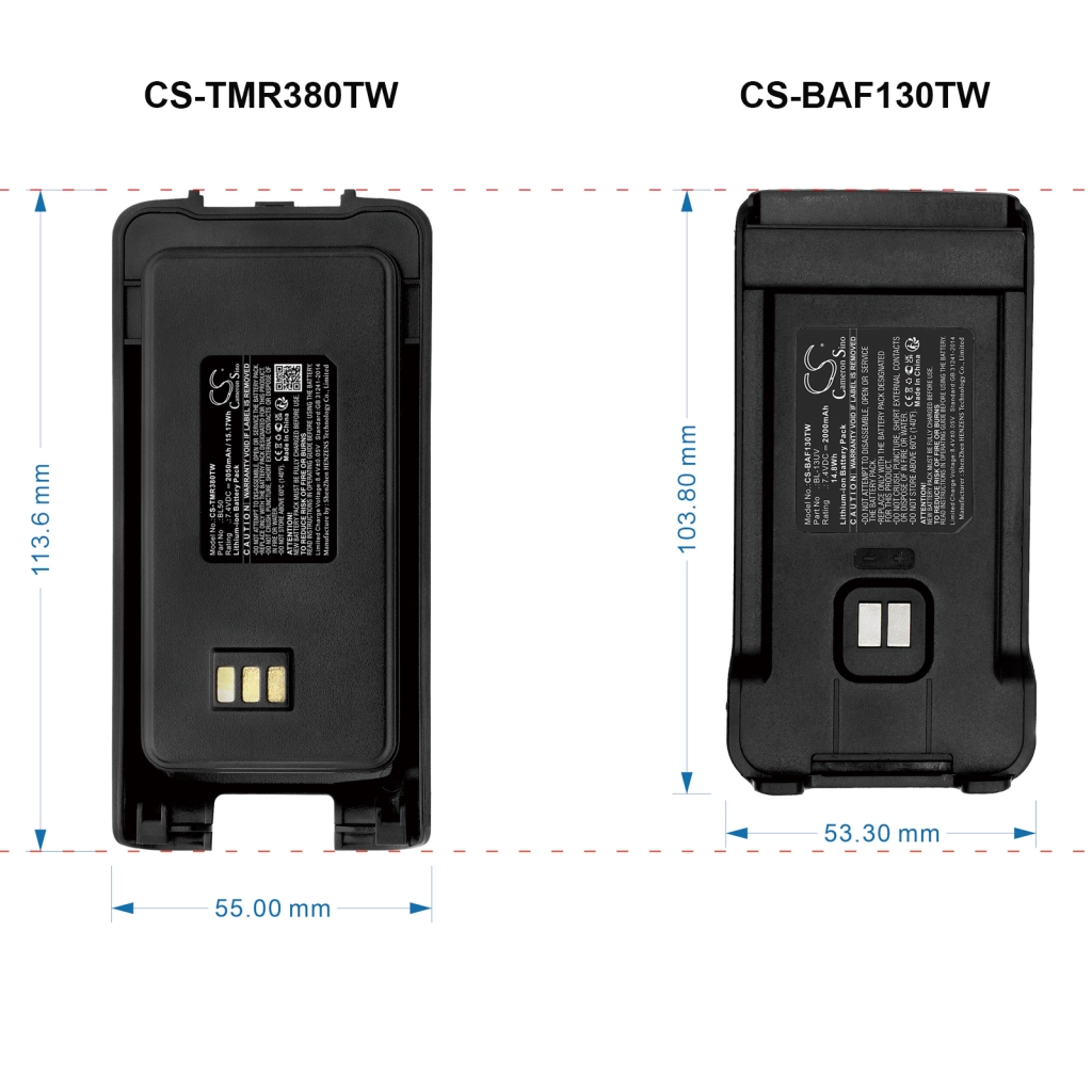 Batterij voor tweerichtingsradio Baofeng CS-BAF130TW