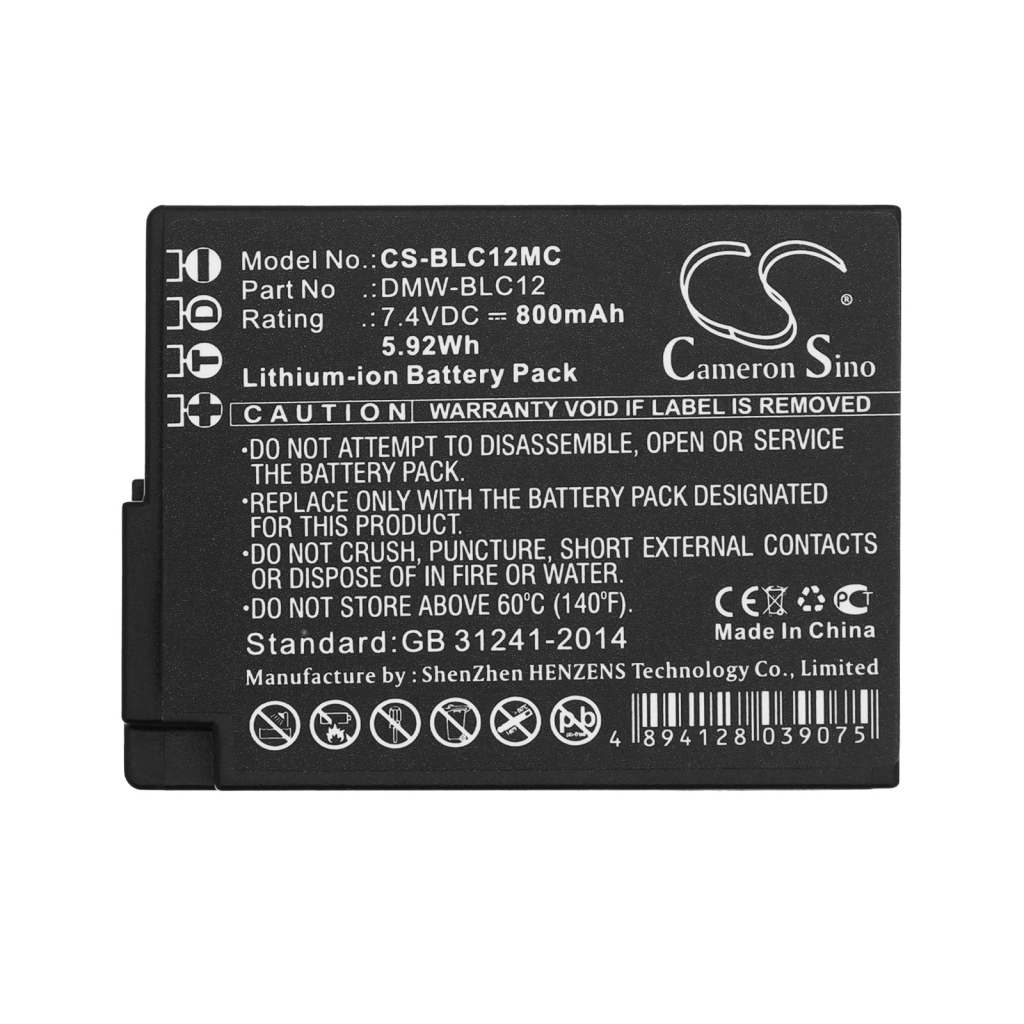 Batteries compatible with Panasonic Lumix DMC-FZ1000 DMC-FZ200 DMC-FZ200GK CS-BLC12MC