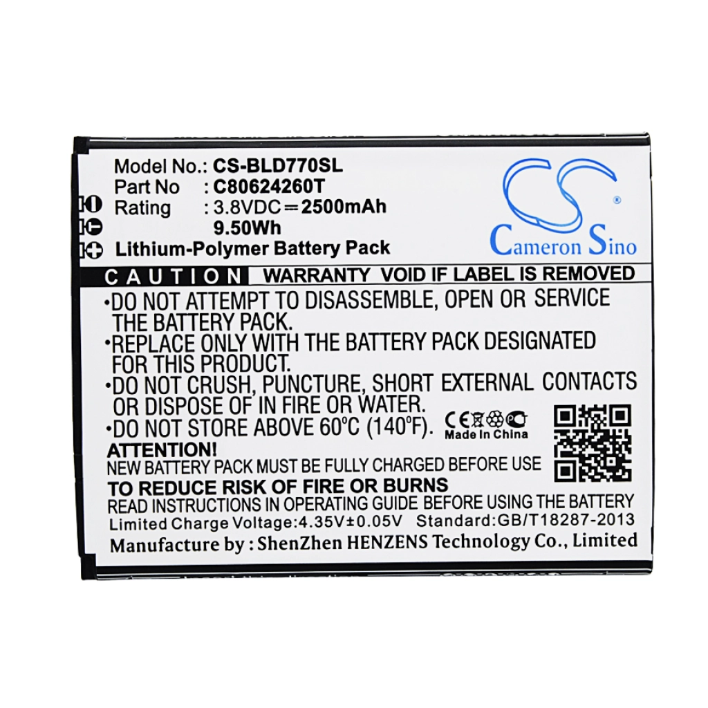 Compatible battery replacement for BLU C80624260T