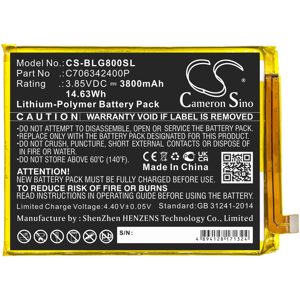 Compatibele batterijvervanging voor BLU C706342400P
