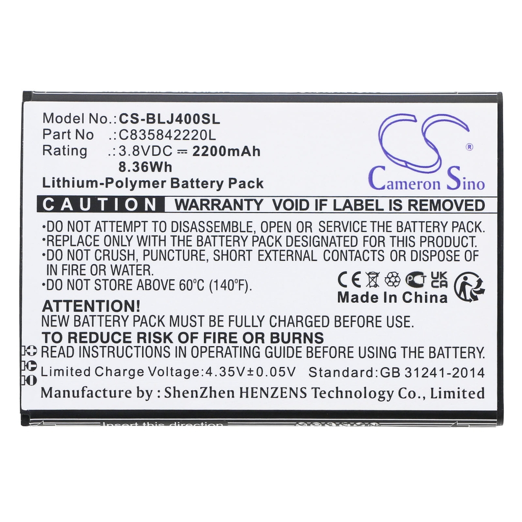 Compatibele batterijvervanging voor BLU C835842220L