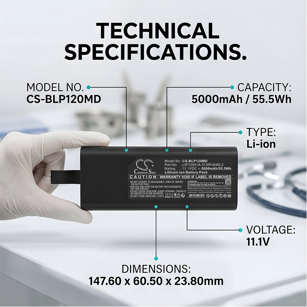 Battery compatible with Biolight CS-BLP120MD