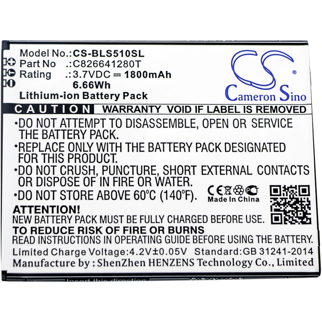 Compatibele batterijvervanging voor BLU C826641280T