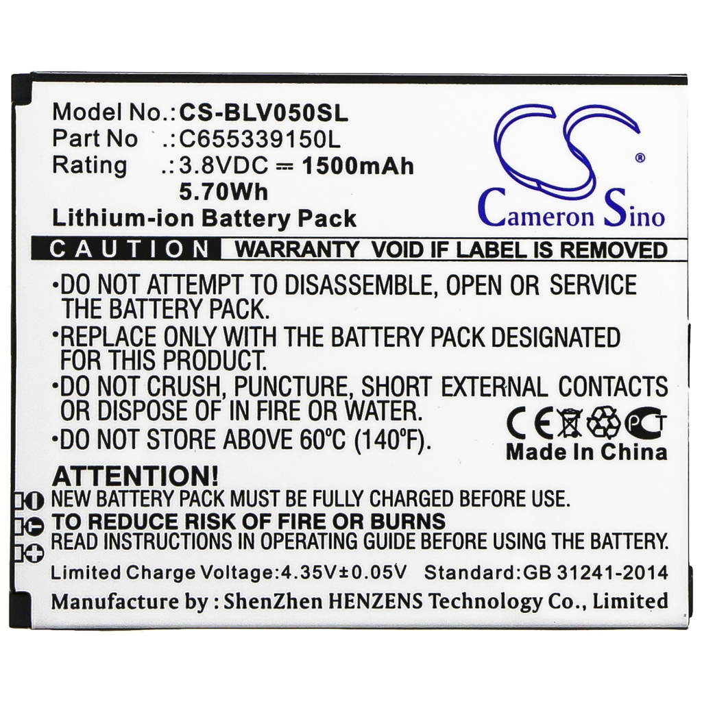 Compatibele batterijvervanging voor BLU C655339150L