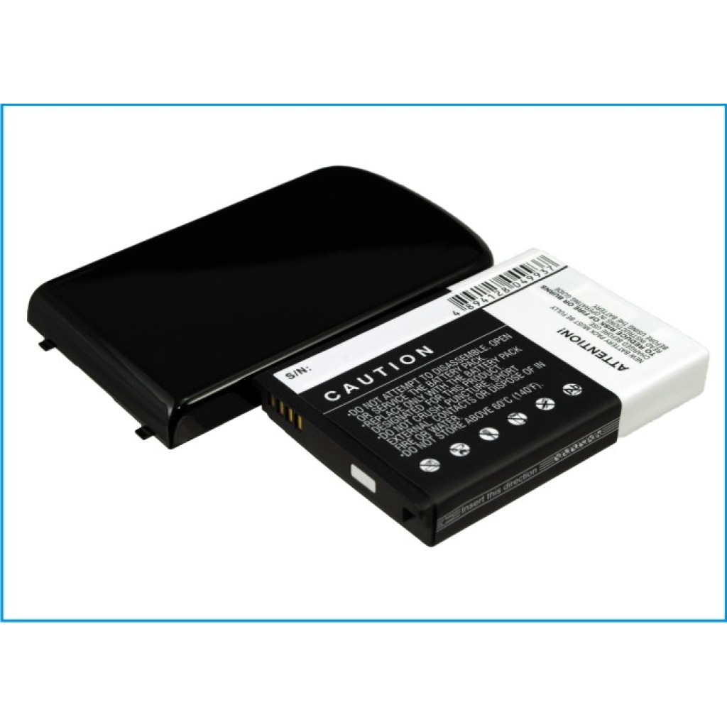 Angled view of battery back caution label and extended back cover