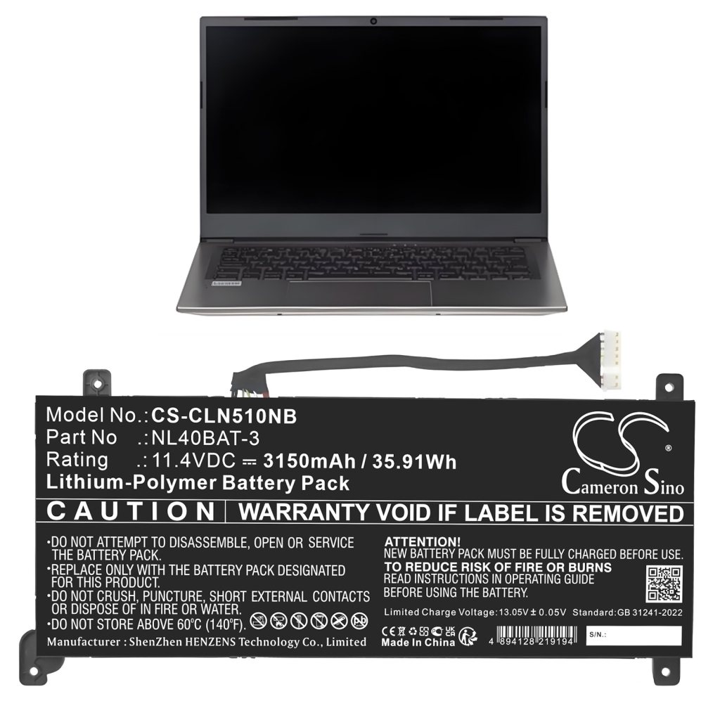 Notebook batterij CLEVO CS-CLN510NB
