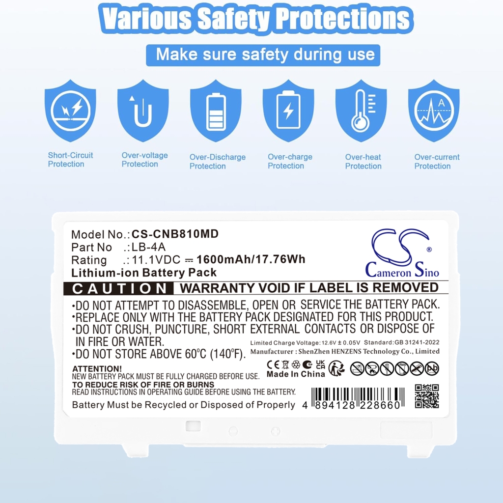 Battery compatible with Canon CS-CNB810MD