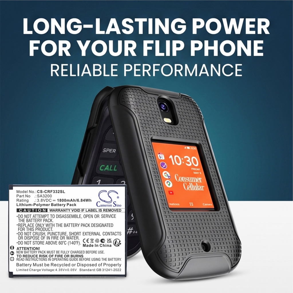 Battery for Consumer cellular Iris Flip