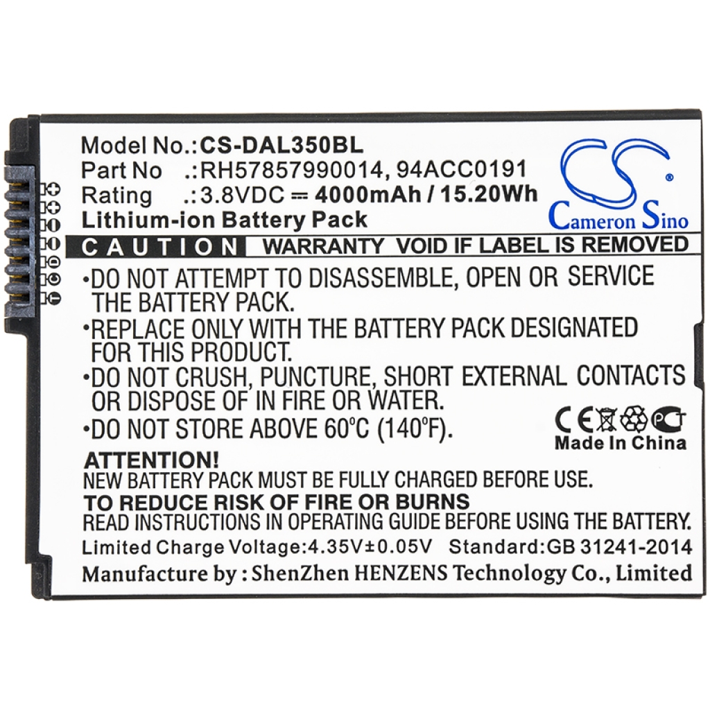 Battery compatible with Datalogic CS-DAL350BL