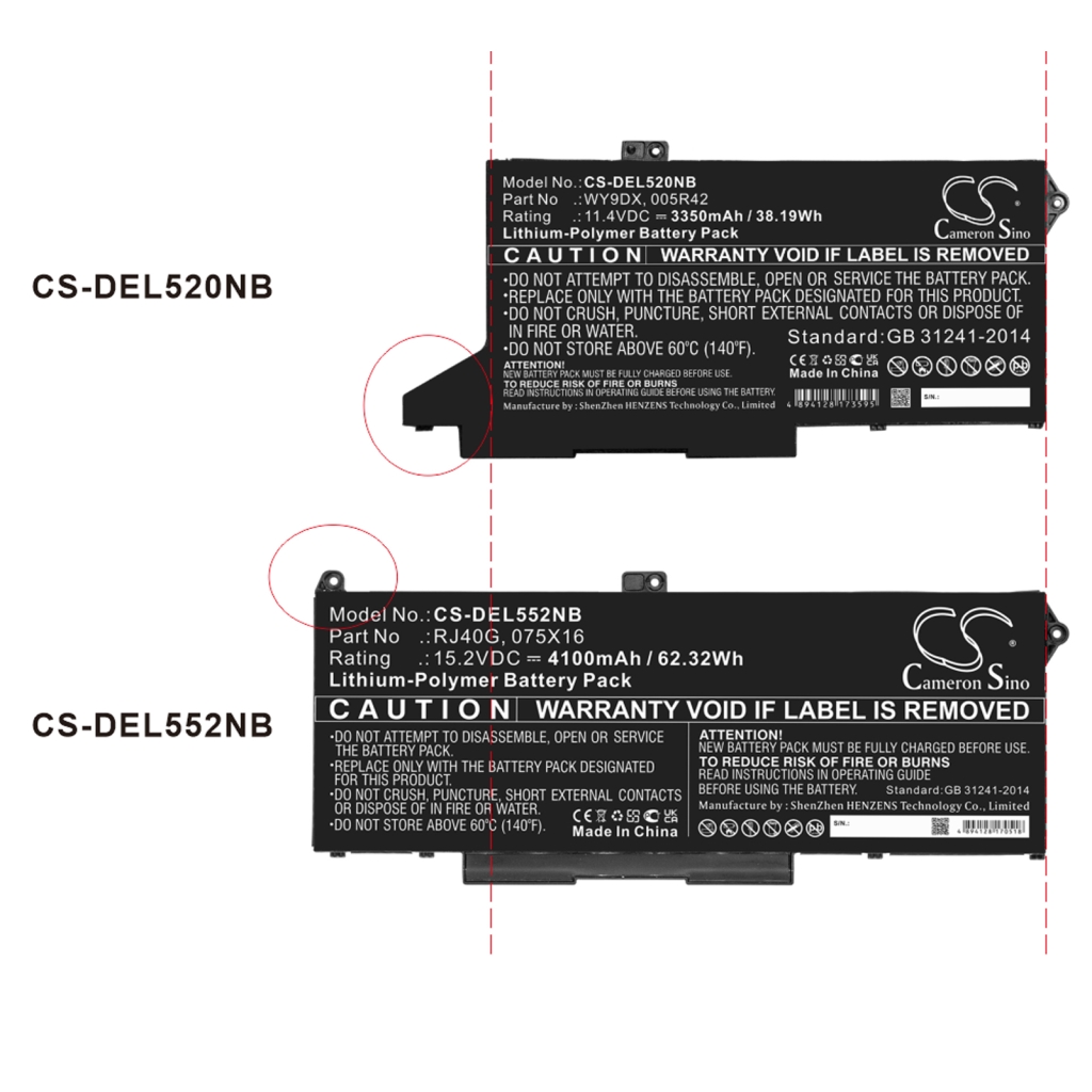 Notebook batterij DELL CS-DEL520NB