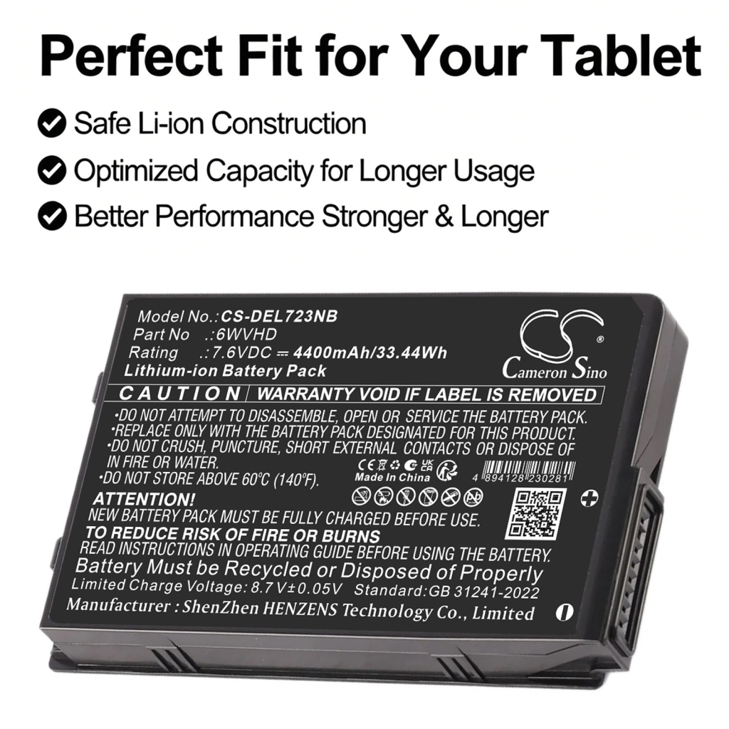 Battery compatible with DELL CS-DEL723NB