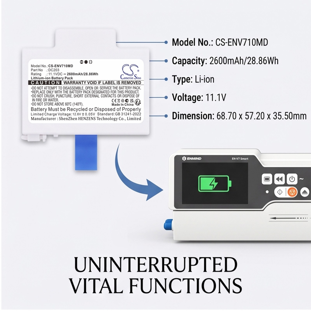 Batteries compatible with ENMIND EN-V7 EN-V7 CS-ENV710MD