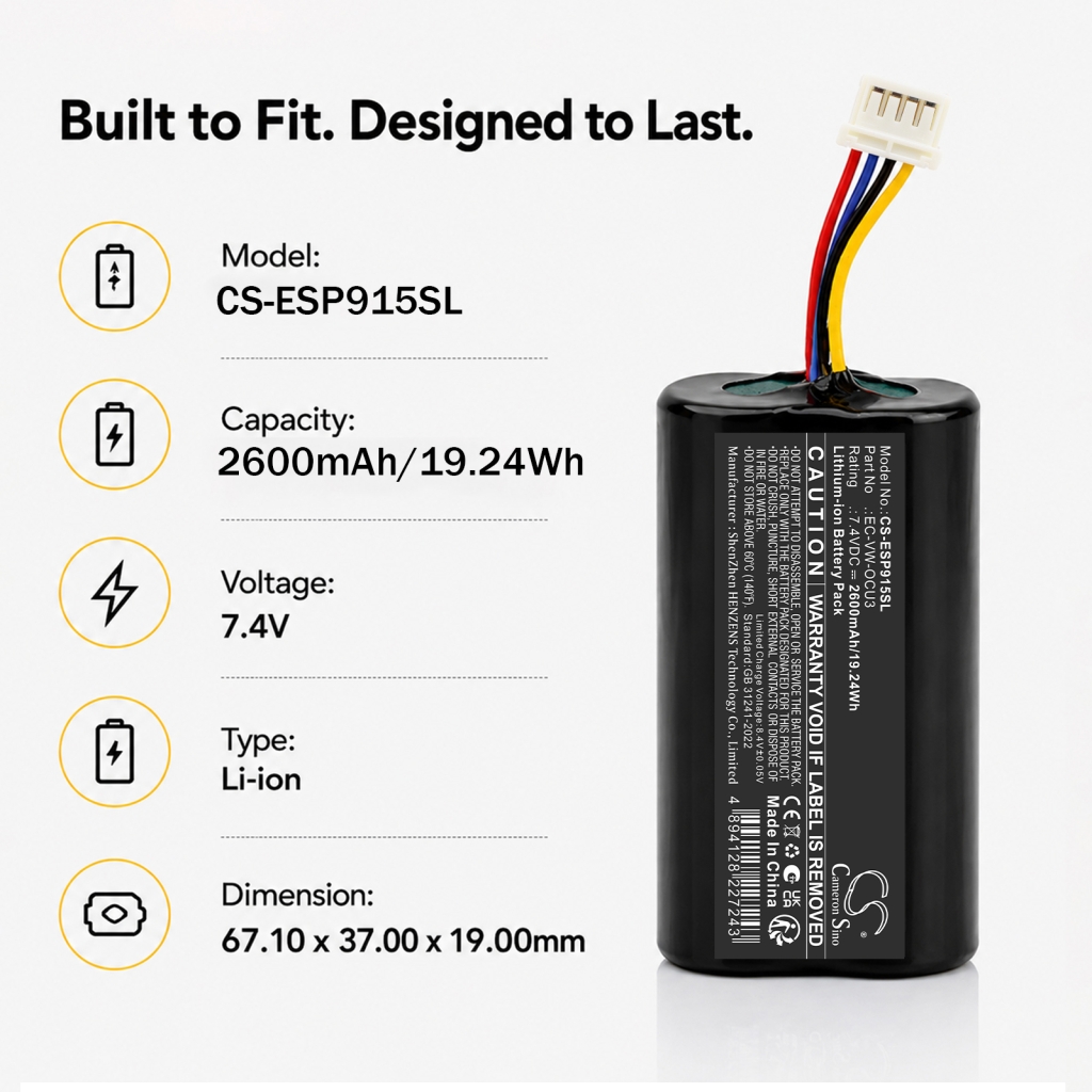 Battery compatible with Volkswagen Audi Seat Skoda CS-ESP915SL