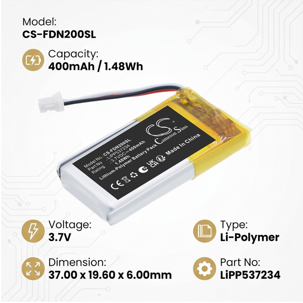 Batterijen compatibel met Fender F02-2311300/000 F02-2311300/000 CS-FDN200SL