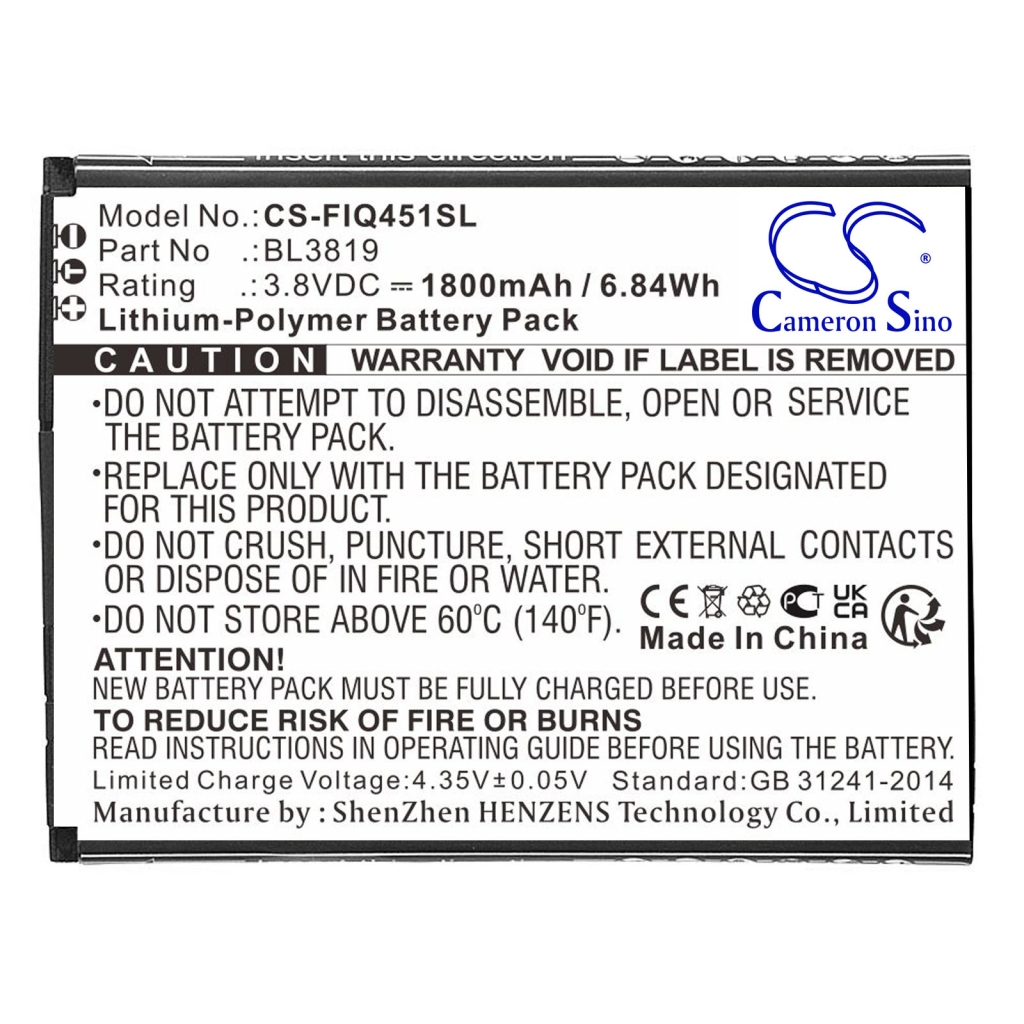 Compatibele batterijvervanging voor Fly BL3819