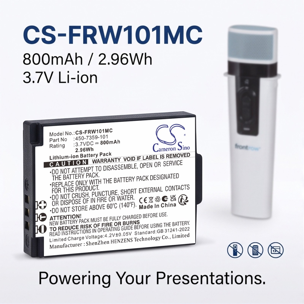 Batterijen compatibel met FrontRow Juno ISM-01 ISM-01 Pass-Around Microphone ITM-01 Pendant Microphone CS-FRW101MC