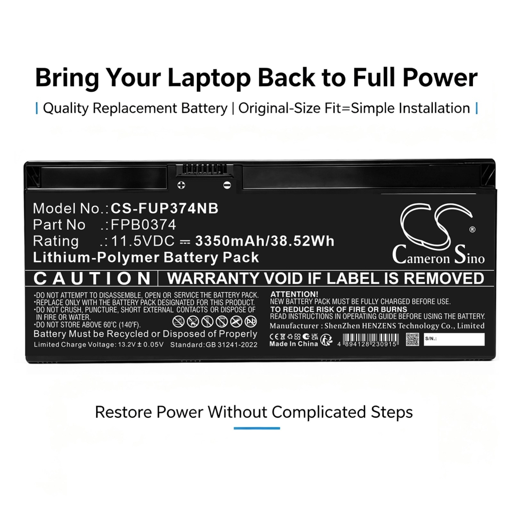 Batteries compatible with Fujitsu Lifebook U3114X U3114XS WQ1 CS-FUP374NB