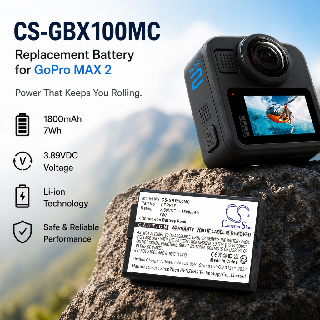 Battery compatible with GoPro CS-GBX100MC