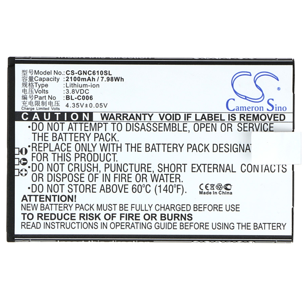 Battery compatible with GIONEE CS-GNC610SL