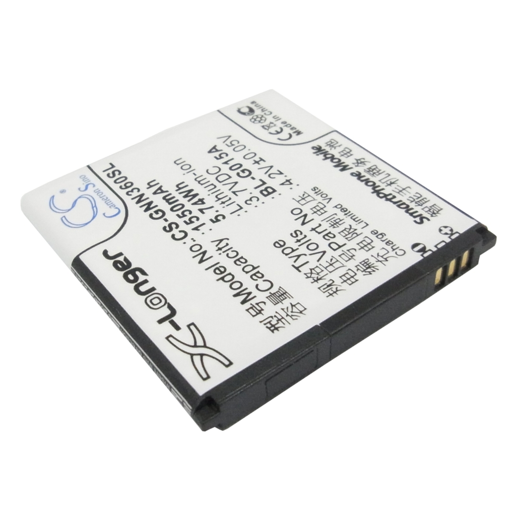 Reverse angled label of CS-GNN360SL showing mirrored text and contacts