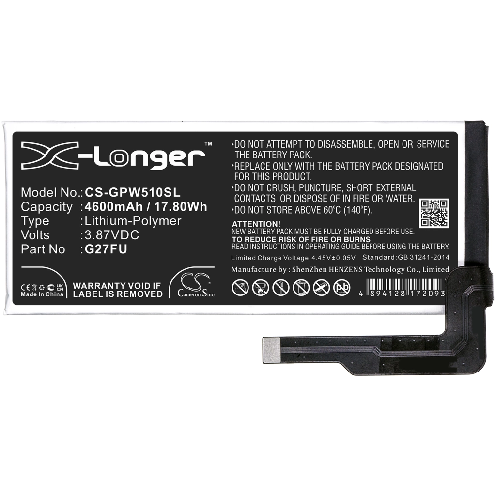 Compatibele batterijvervanging voor Google G27FU