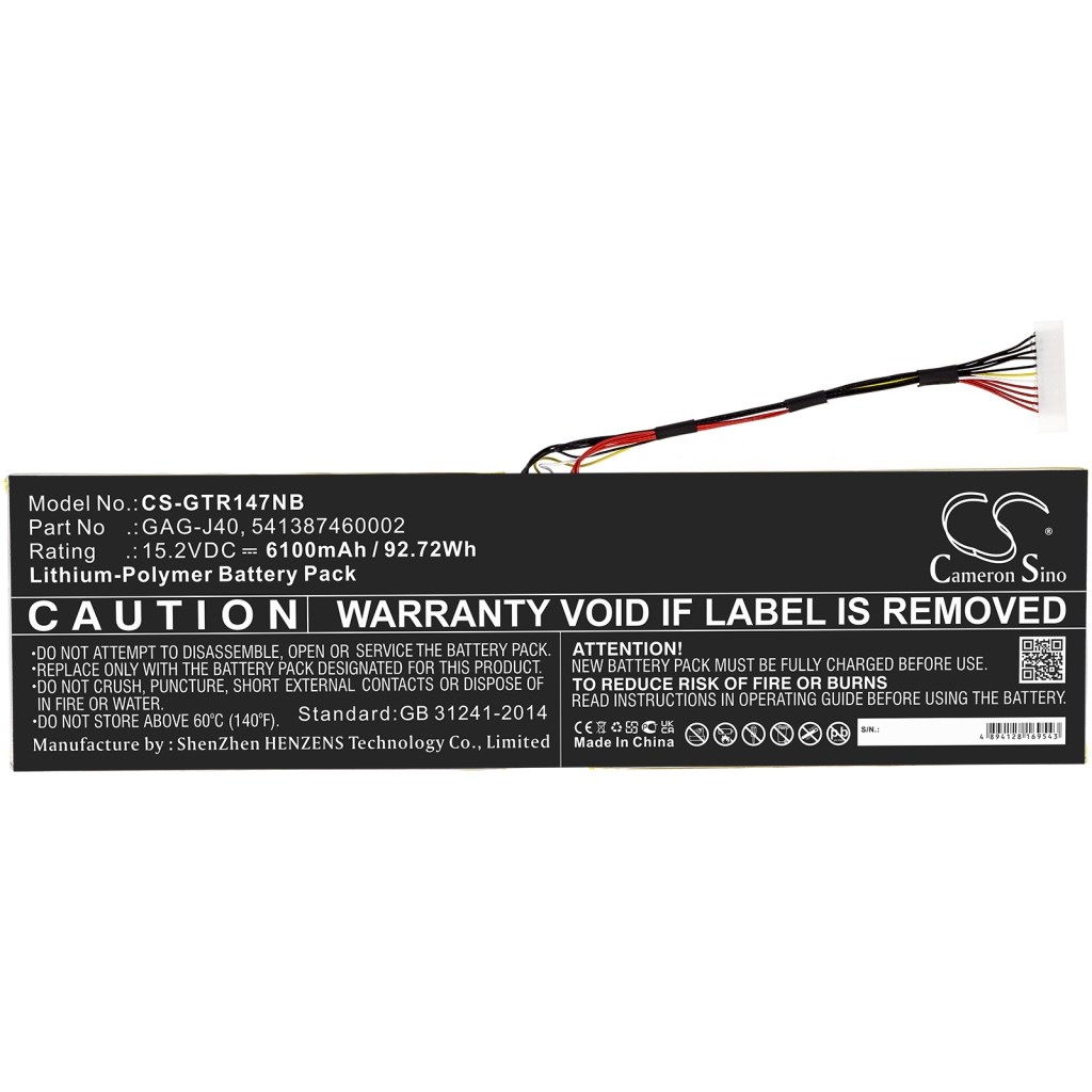 Batterij Vervangt 541387460005