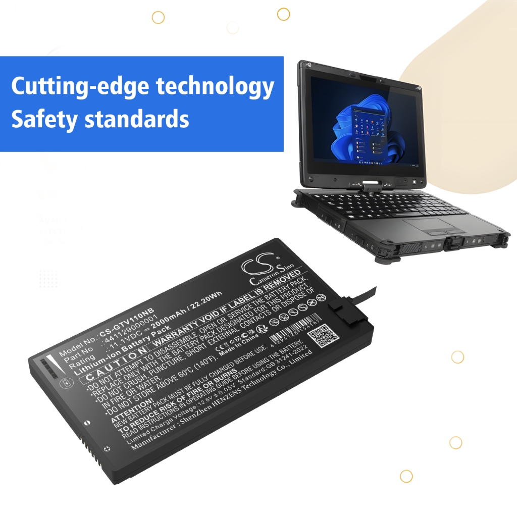 Battery compatible with Getac CS-GTV110NB