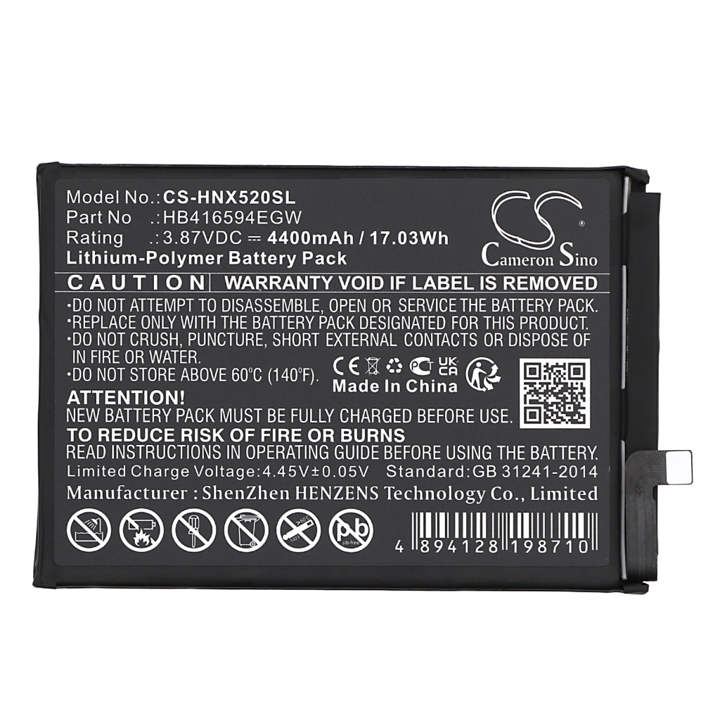Compatibele batterijvervanging voor Honor HB416594EGW