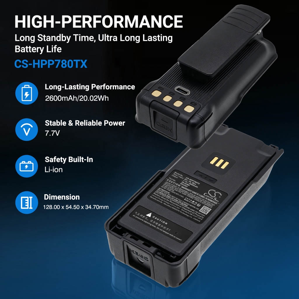 Battery compatible with Hytera CS-HPP780TX