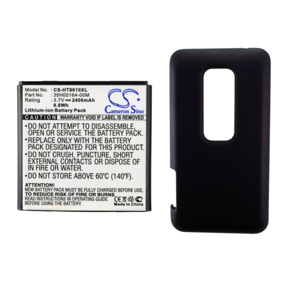 CS-HT8610XL 2400mAh Li-ion HTC EVO 3D battery + rubber cover
