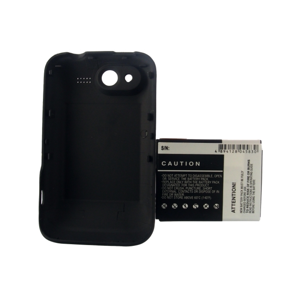 Cameron Sino CS-HTA510XL battery in black cover alternate angle, CAUTION label text