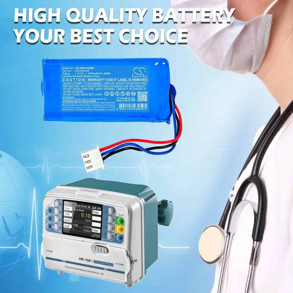 Battery compatible with Hawkmed CS-HWK100MD