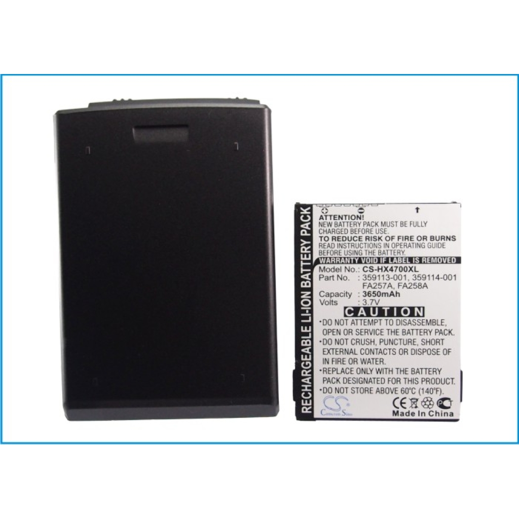 CS-HX4700XL front view label 3650mAh 3.7V parts FA257A FA258A with cover