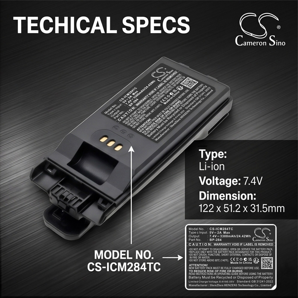 Battery compatible with Icom CS-ICM284TC
