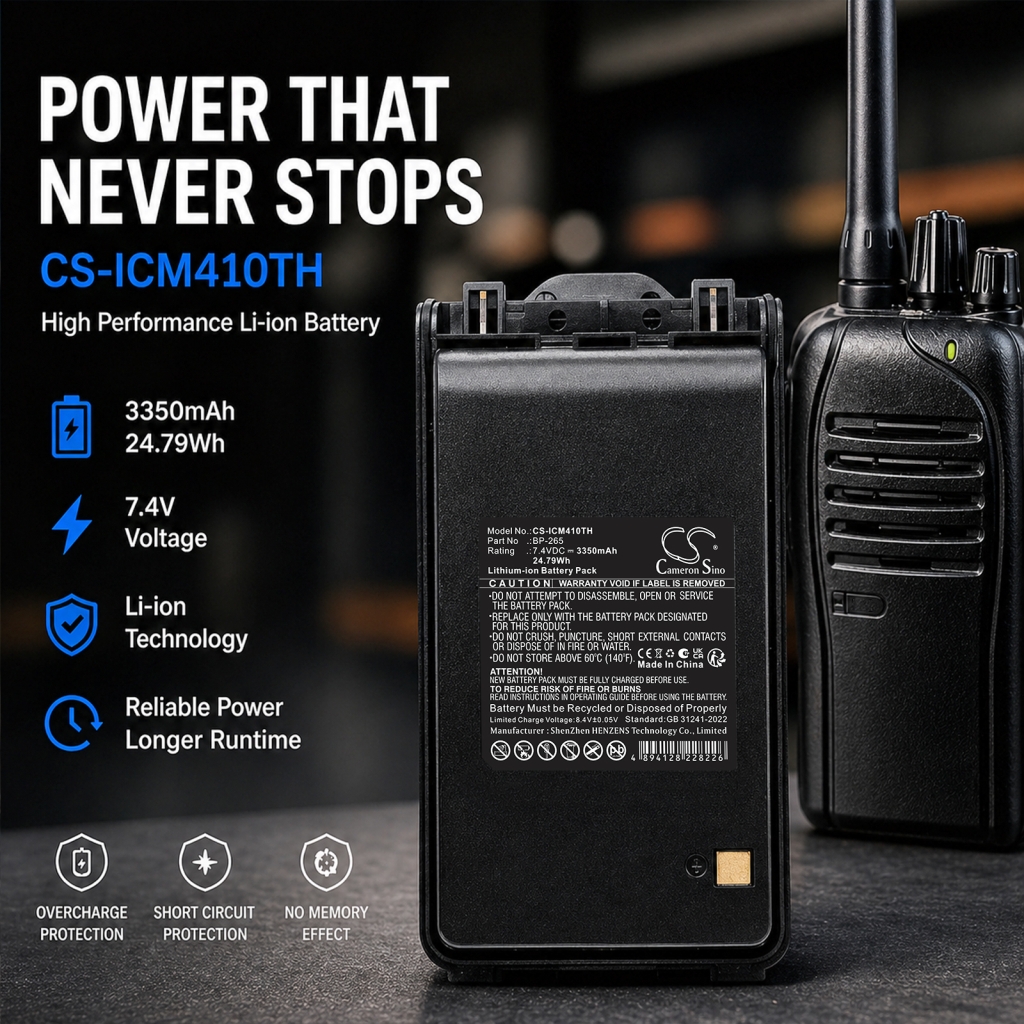 Battery compatible with Icom CS-ICM410TH